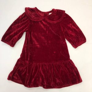 Twirl-Kleid aus Samt für Mädchen in Cranberry