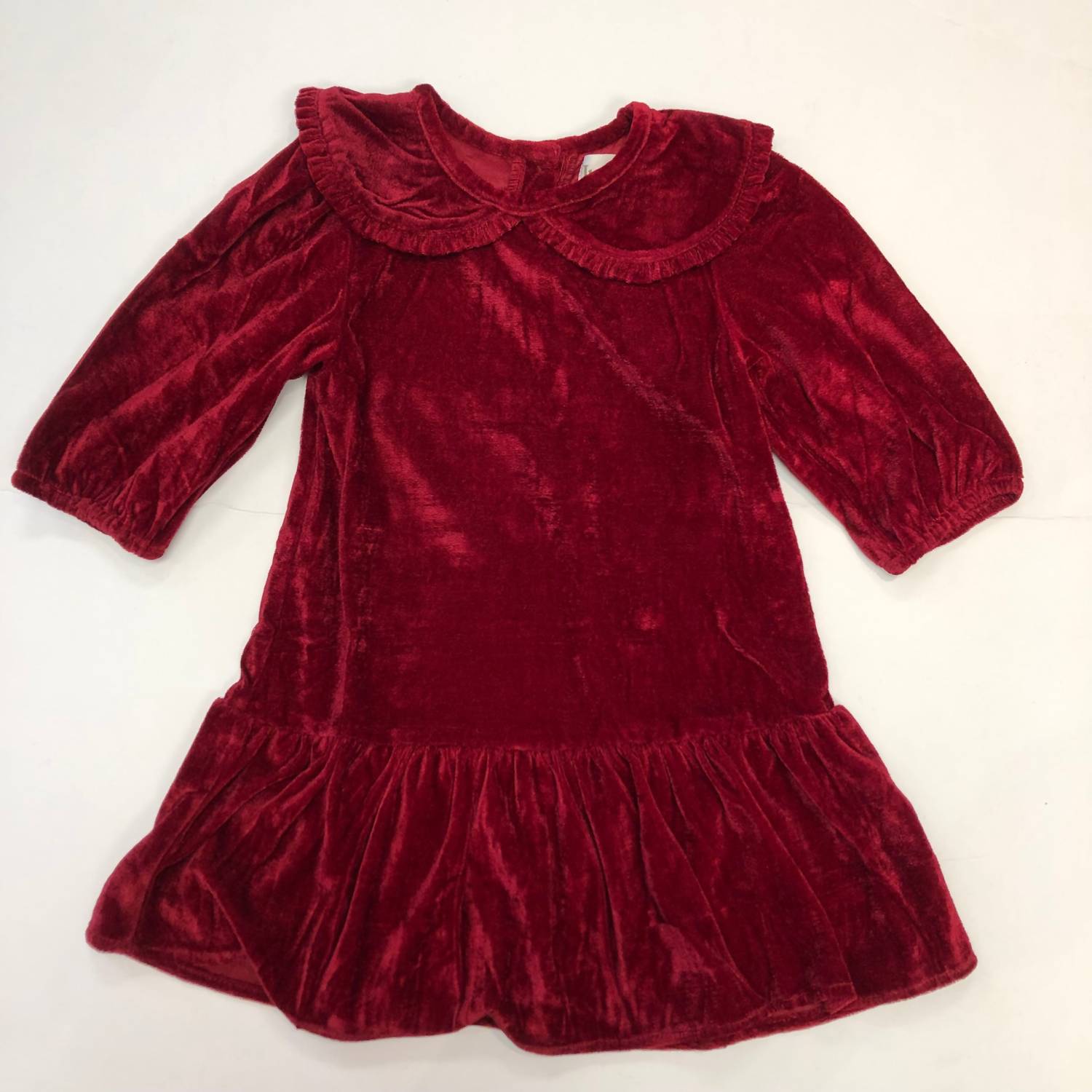 Mädchen Velvet Twirl Kleid in Cranberry