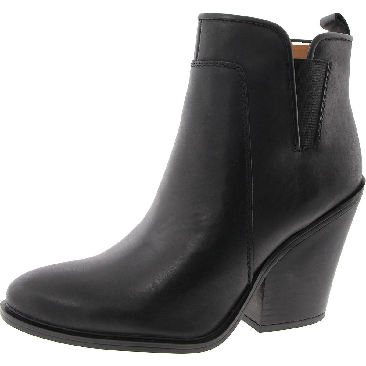 Stiefeletten aus Leder mit L-Gamble Blockabsatz