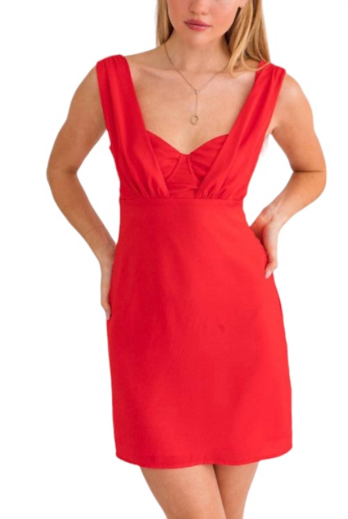 Schultergurt Detail Minikleid in Rot