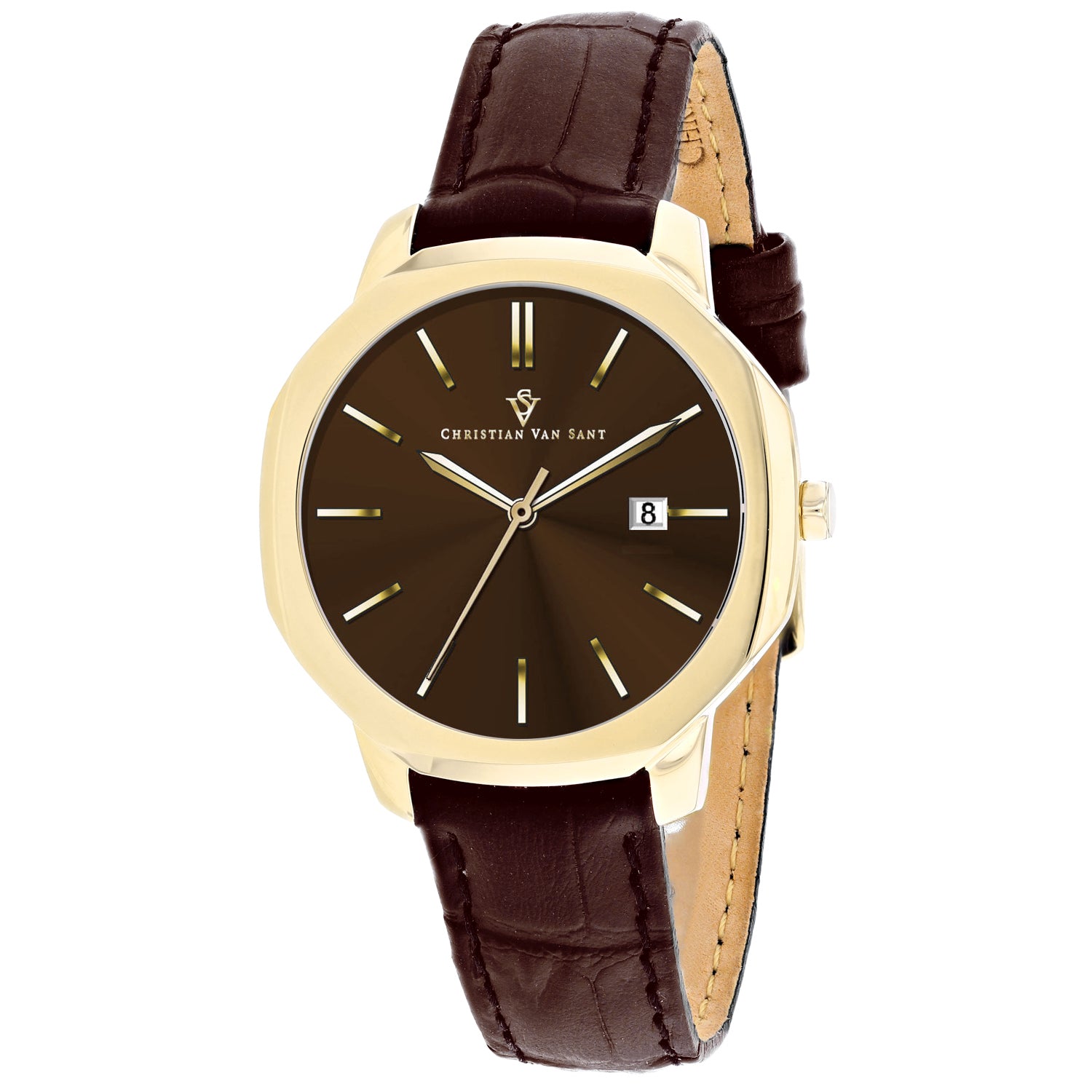 Christian Van Sant Damen Octave Slim Braun Dial Uhr
