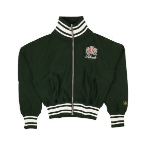Waldgrüne Polyester gerippte Track Jacke