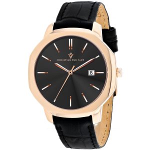 Christian Van Sant Herren Octavius Slim schwarzes Zifferblatt Uhr
