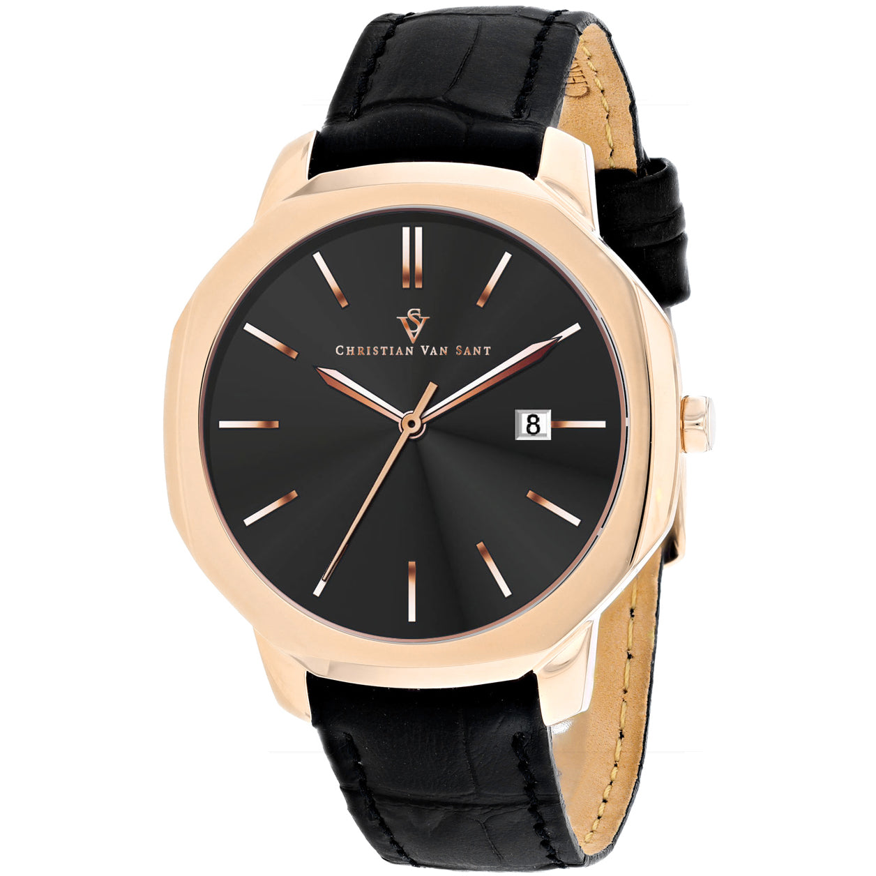 Christian Van Sant Herren Octavius Slim schwarzes Zifferblatt Uhr