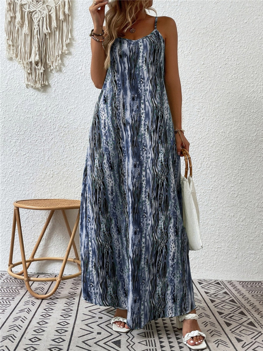 Volle Größe gedruckt weiter Rundhalsausschnitt Maxi Trägertop Kleid