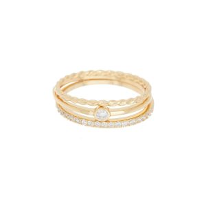 14k vergoldet drei Band Ring Set