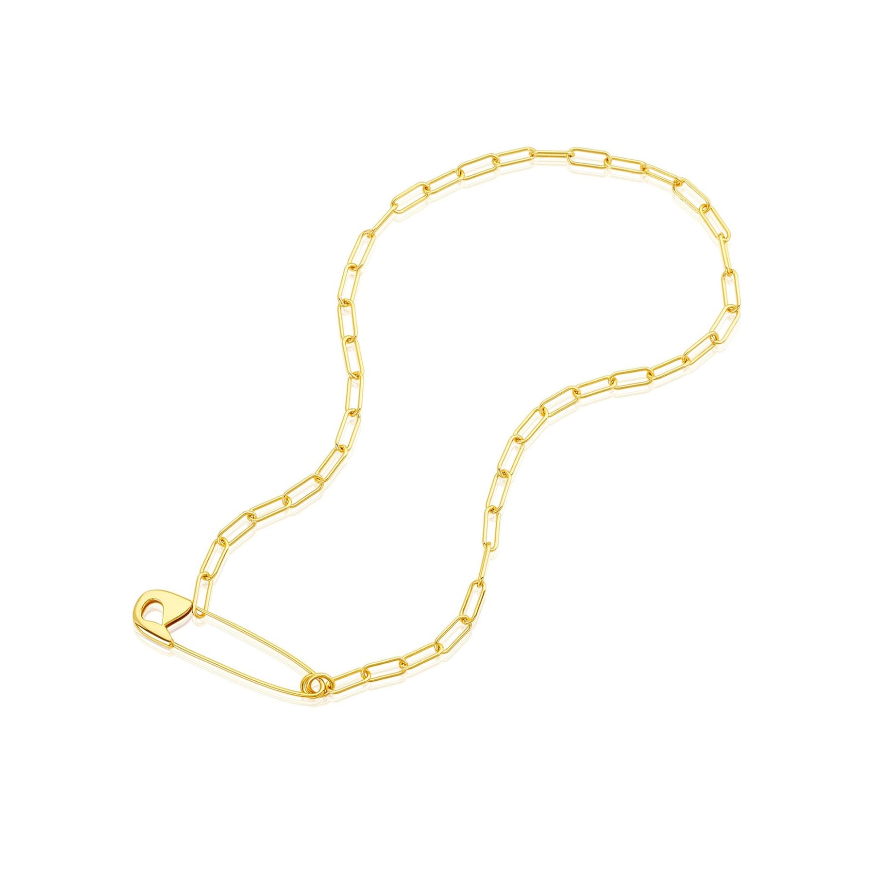 14k vergoldete Sicherheitsnadel Papier Clip Kette Halskette