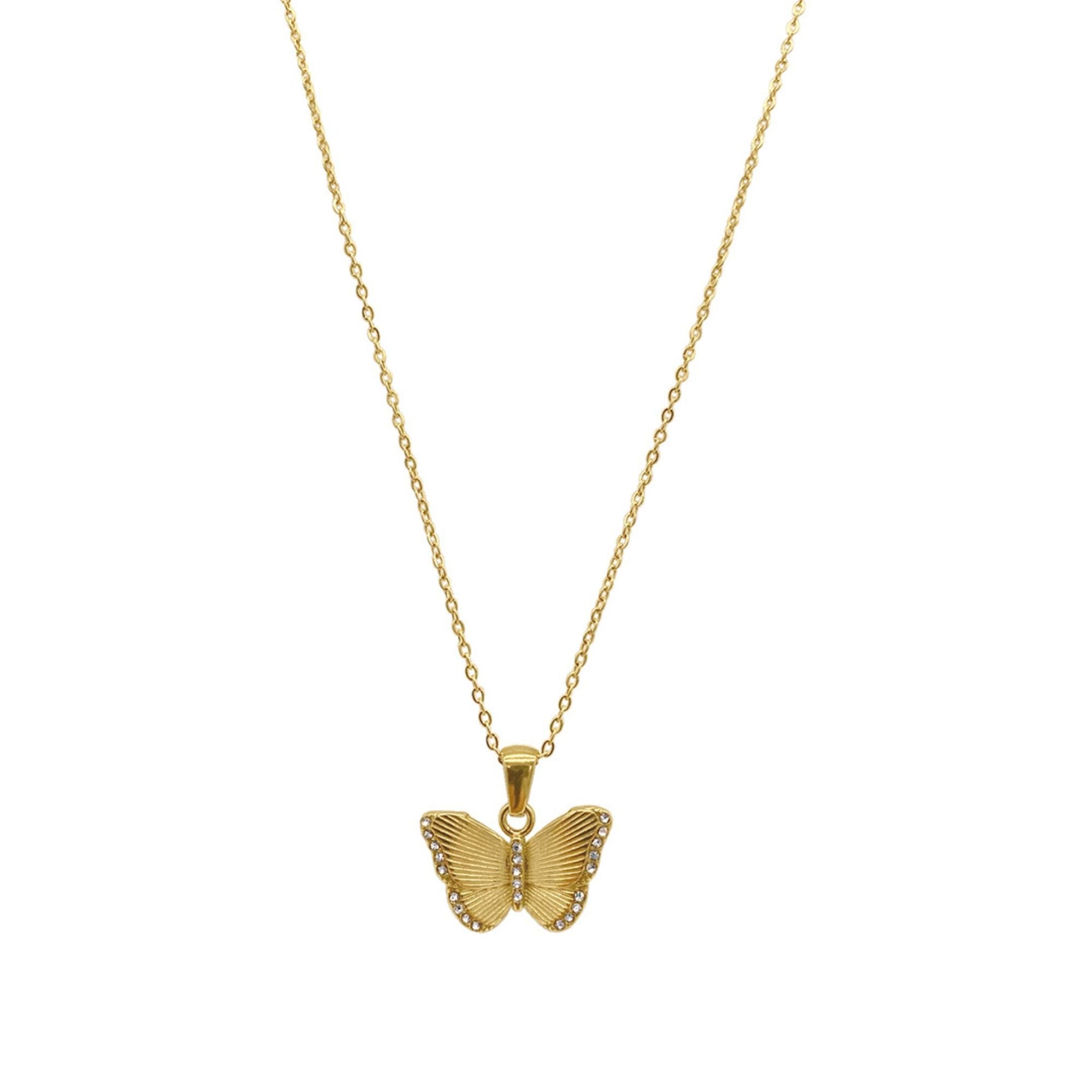 Tarnish Resistant 14k vergoldet Schmetterling Anhänger Halskette