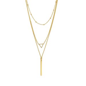 Tarnish Resistant 14k Gold überzogene geschichtete Anhänger Halskette Set