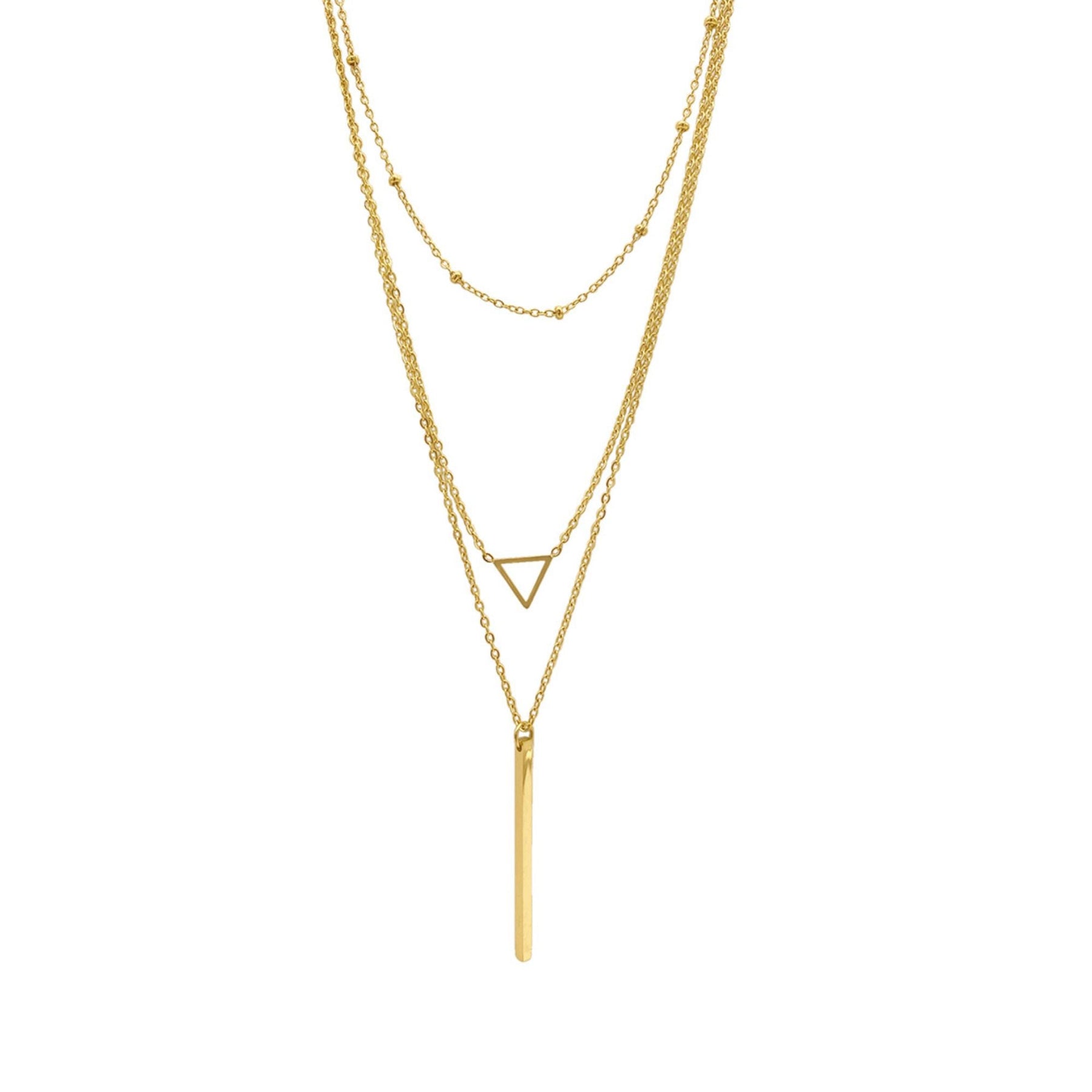 Tarnish Resistant 14k Gold überzogene geschichtete Anhänger Halskette Set