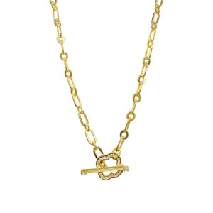 14k Gold überzogene Kristall Klee Papier Clip Kette Knebel Halskette