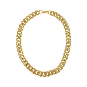 Tarnish Resistant 14k Gold überzogene breite Curb Kette Halskette