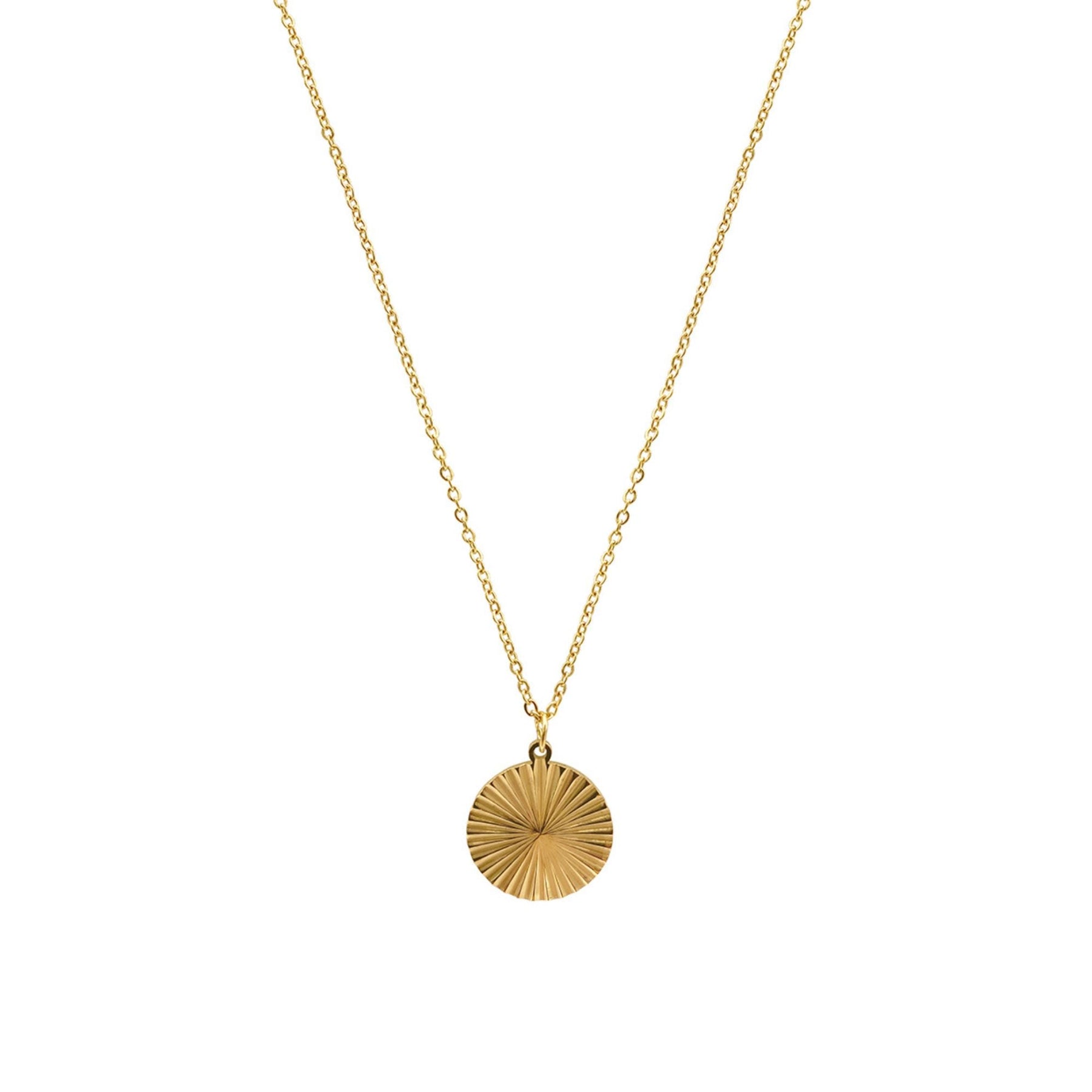 Tarnish Resistant 14k vergoldet Medaillon Burst Anhänger Halskette