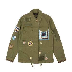Grüne M65-Militär-Trenchjacke aus Baumwolle