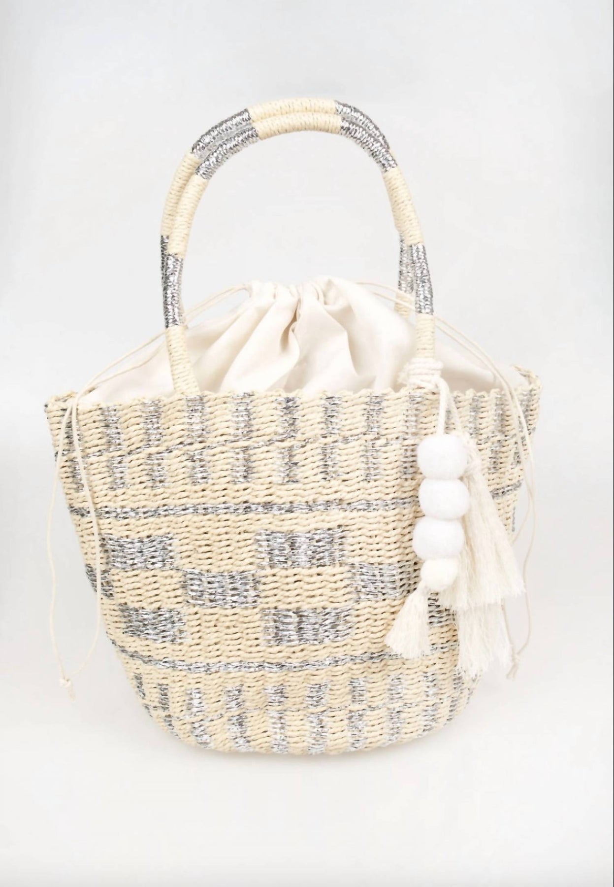 Damen Sommer-Tasche in Silber / Beige
