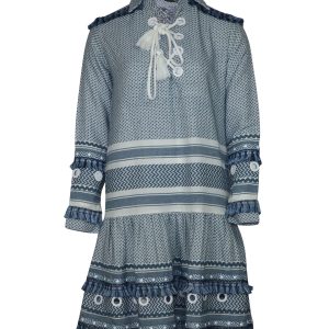 Dodo Bar Or Gadielle Kleid aus blauer Baumwolle mit Quastenverzierung