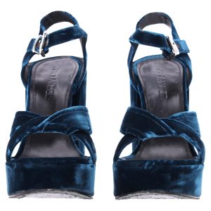 Jil Sander – klobige Sandaletten aus blauem Samt