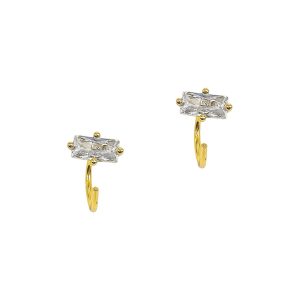 14k Gold überzogene Baguette Huggie Hook Hoops
