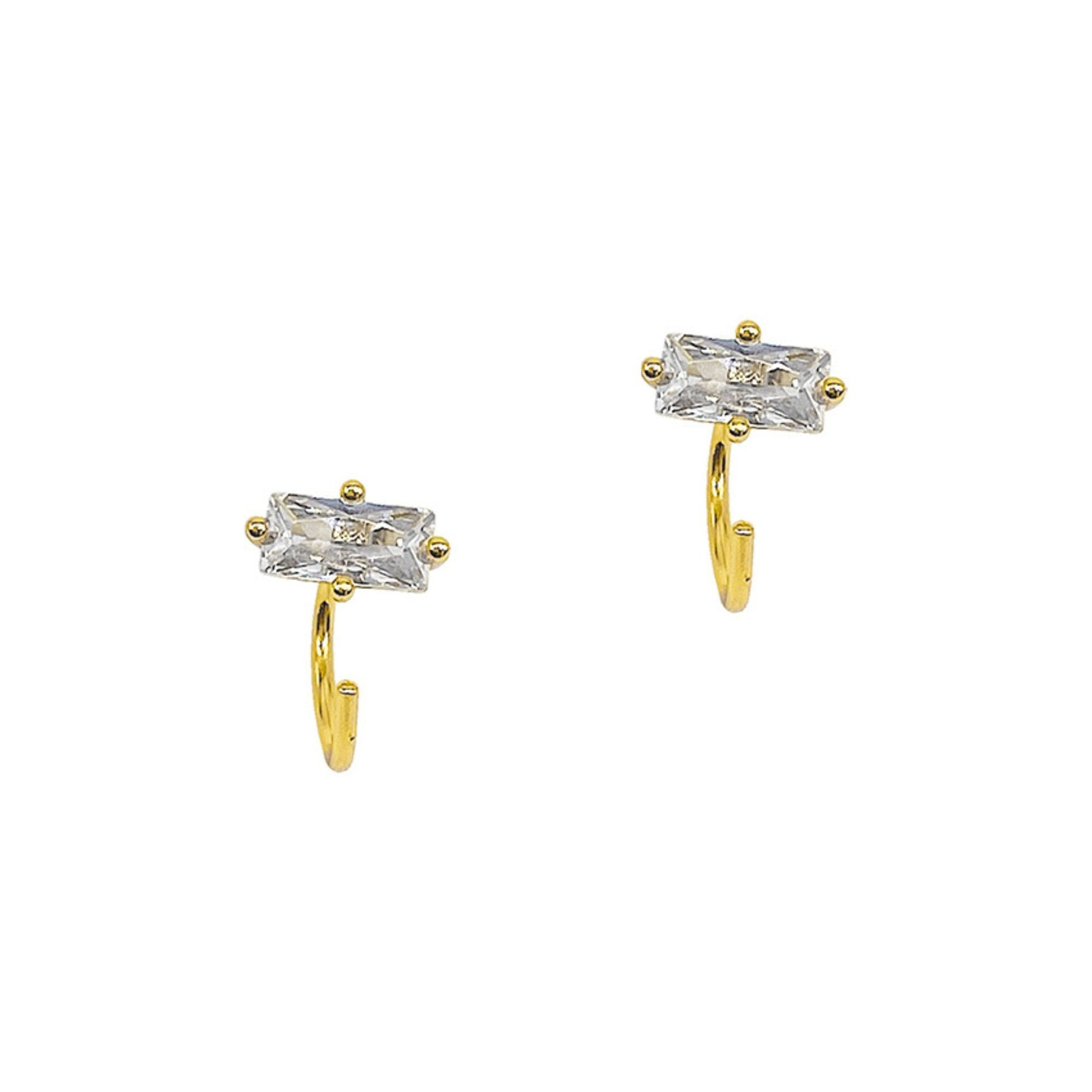 14k Gold überzogene Baguette Huggie Hook Hoops
