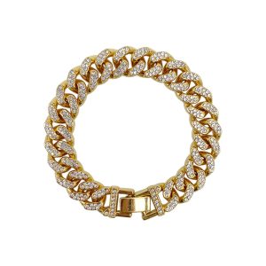 14k vergoldet flache Curb CZ Kette Armband