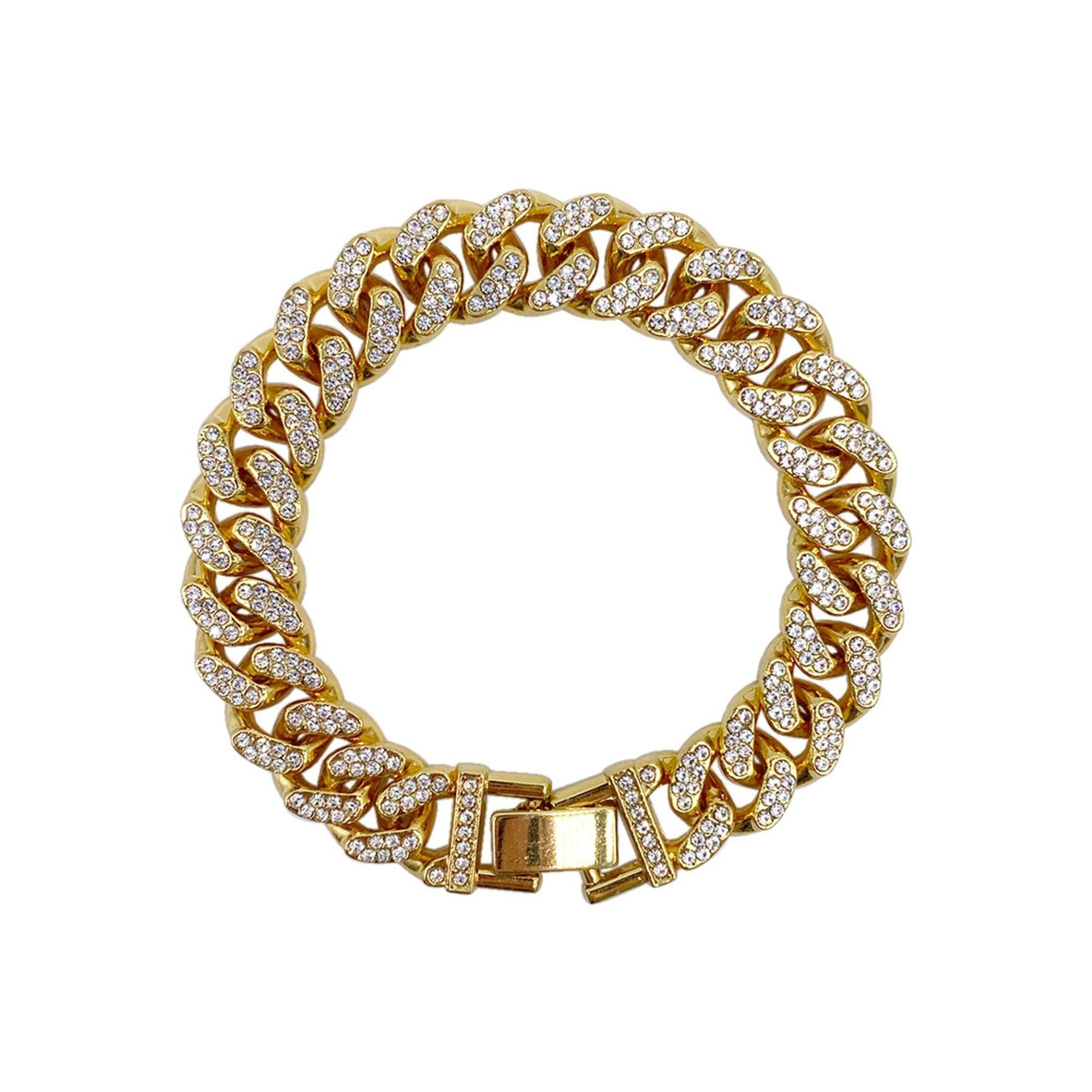 14k vergoldet flache Curb CZ Kette Armband