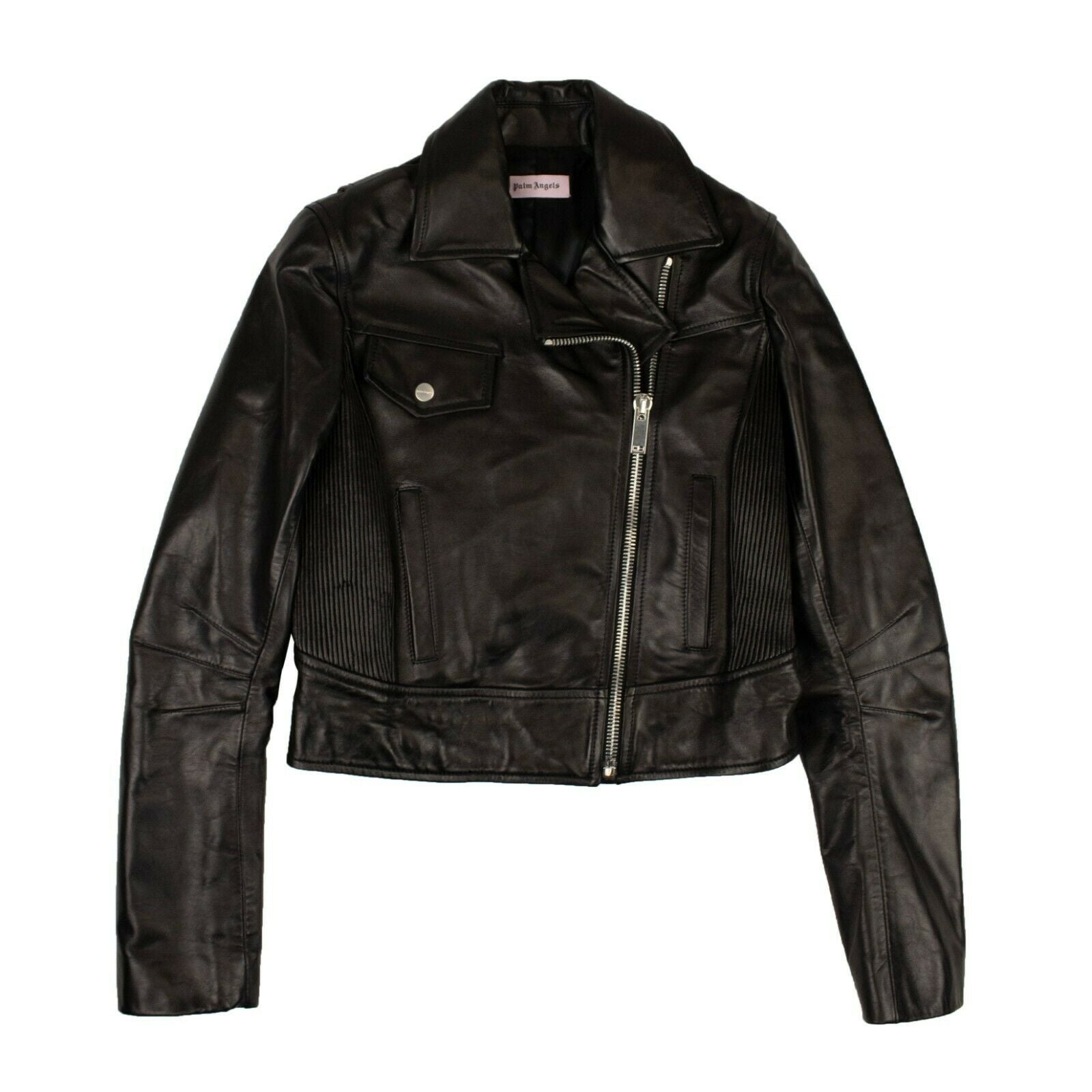 Schwarze Leder Biker Jacke