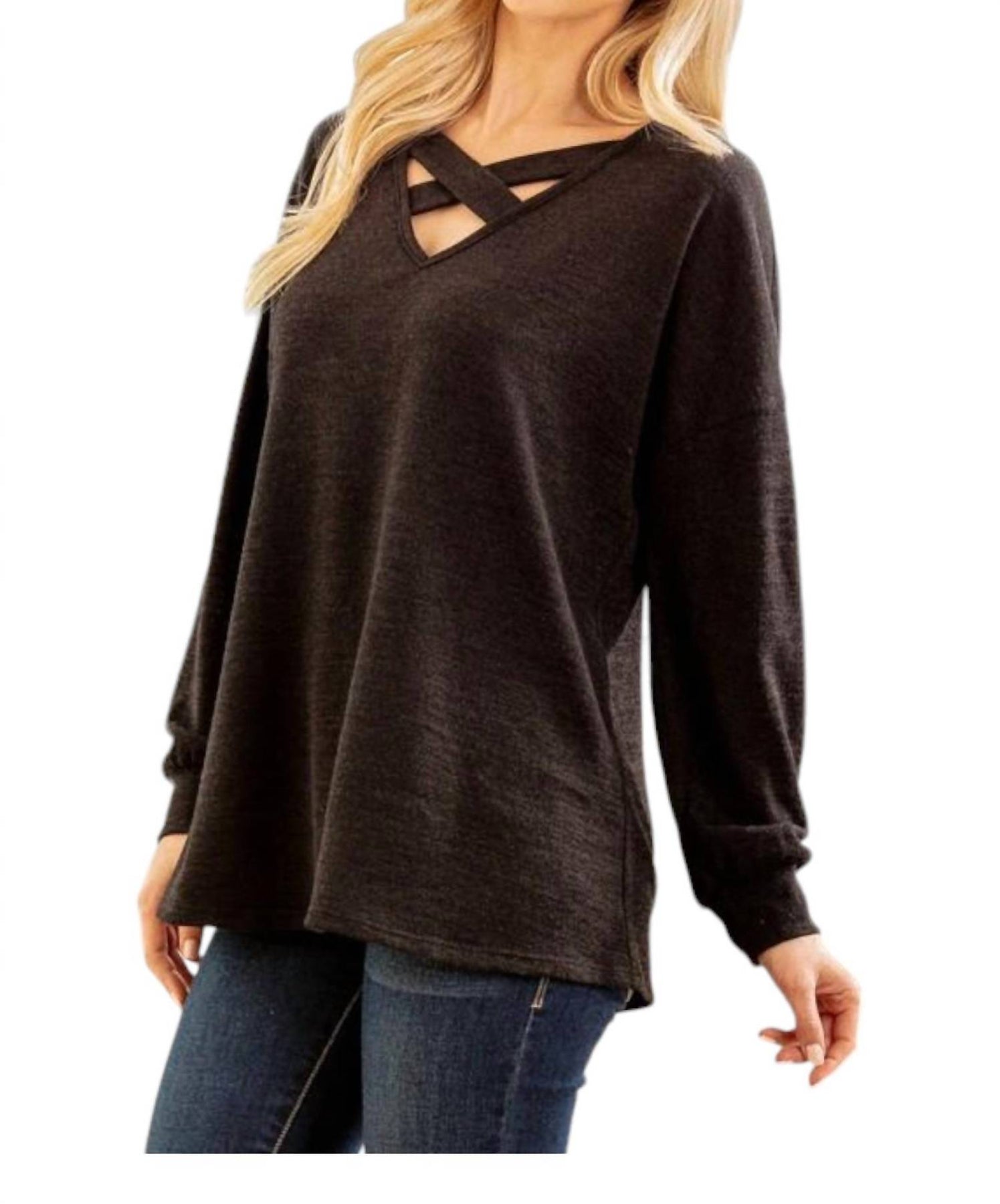 Criss Cross – Langarmshirt in Schwarz