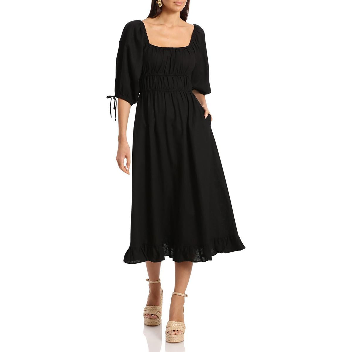 Midikleid mit Rüschenmuster