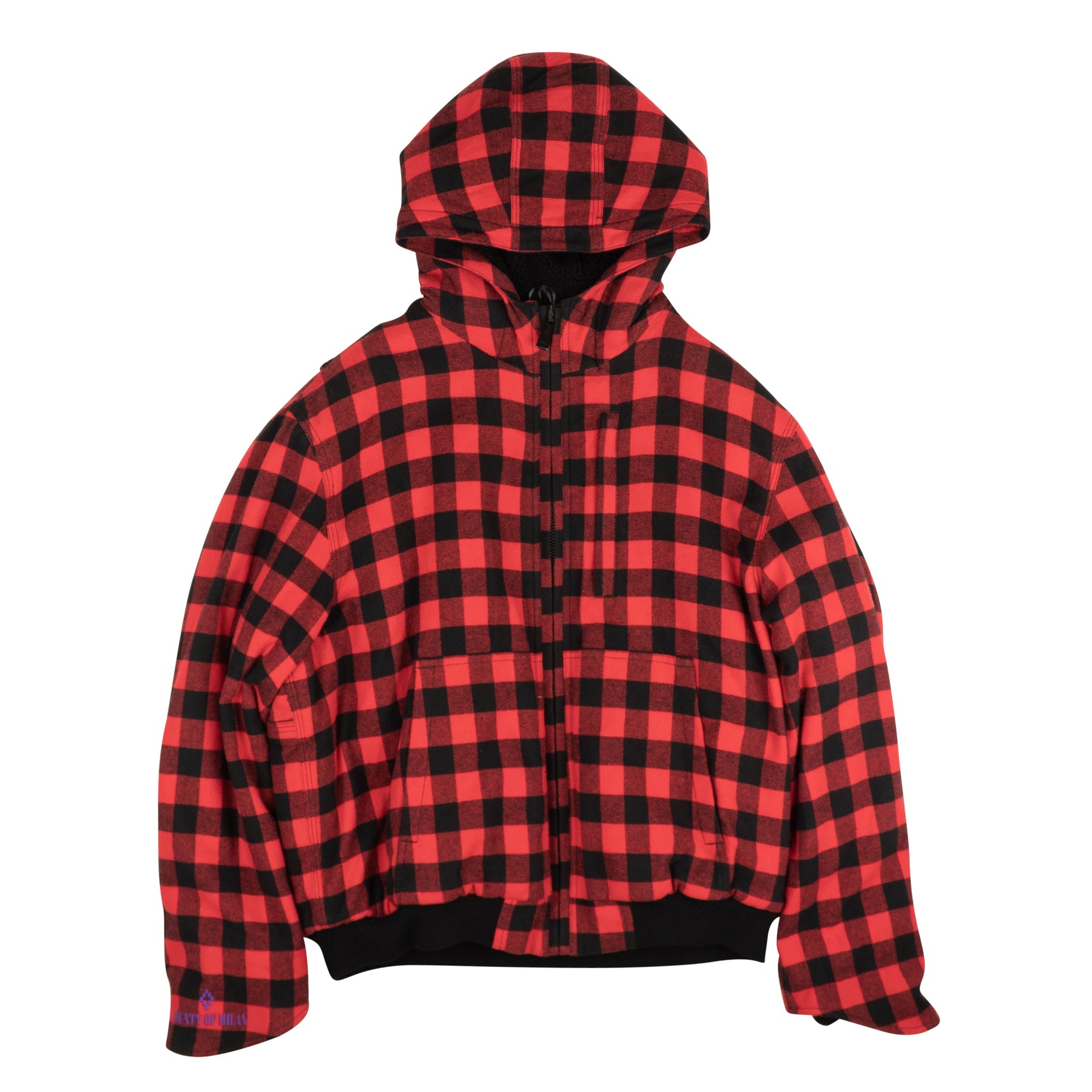 Rote kariert Fleece Graphic Jacke