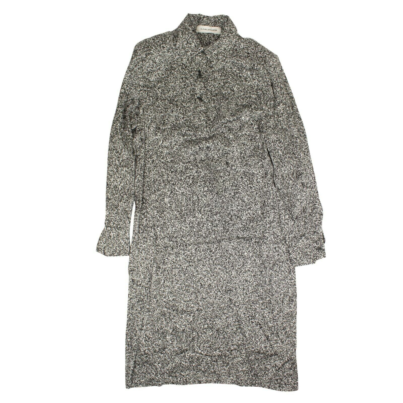 Damen Schwarz und Weiß Langarm Midi Hemd Kleid