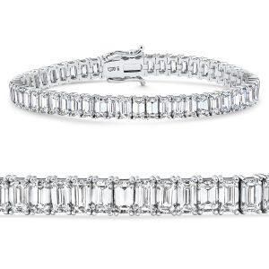 22.50Ct Emerald Diamant Tennis Armband 14k Weißgold 7