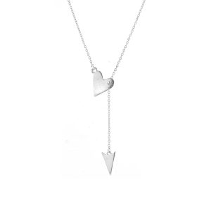Versilberte Herz und Pfeil verstellbare Lariat Halskette