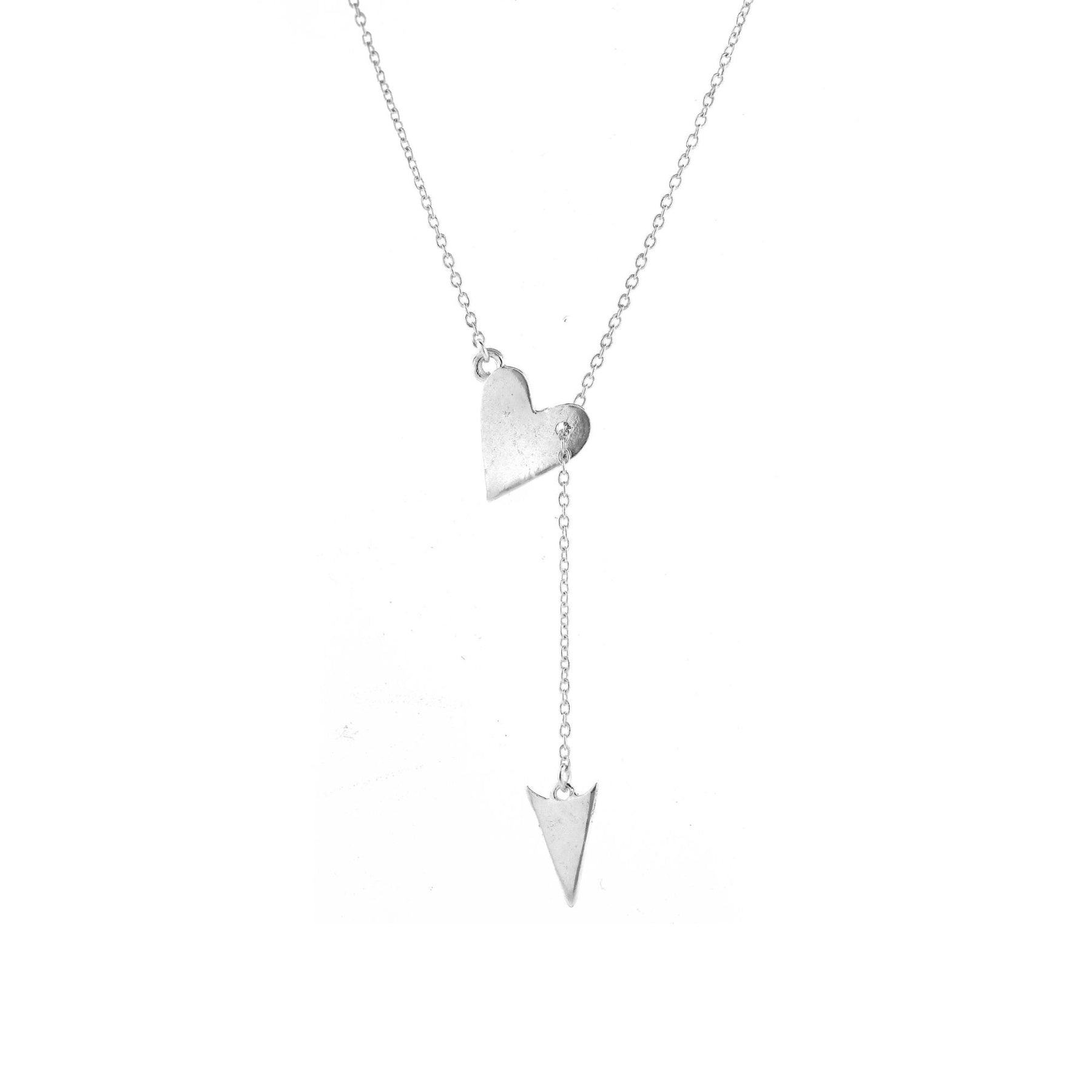 Versilberte Herz und Pfeil verstellbare Lariat Halskette