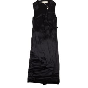 Schwarzes Satin Krawattenkleid