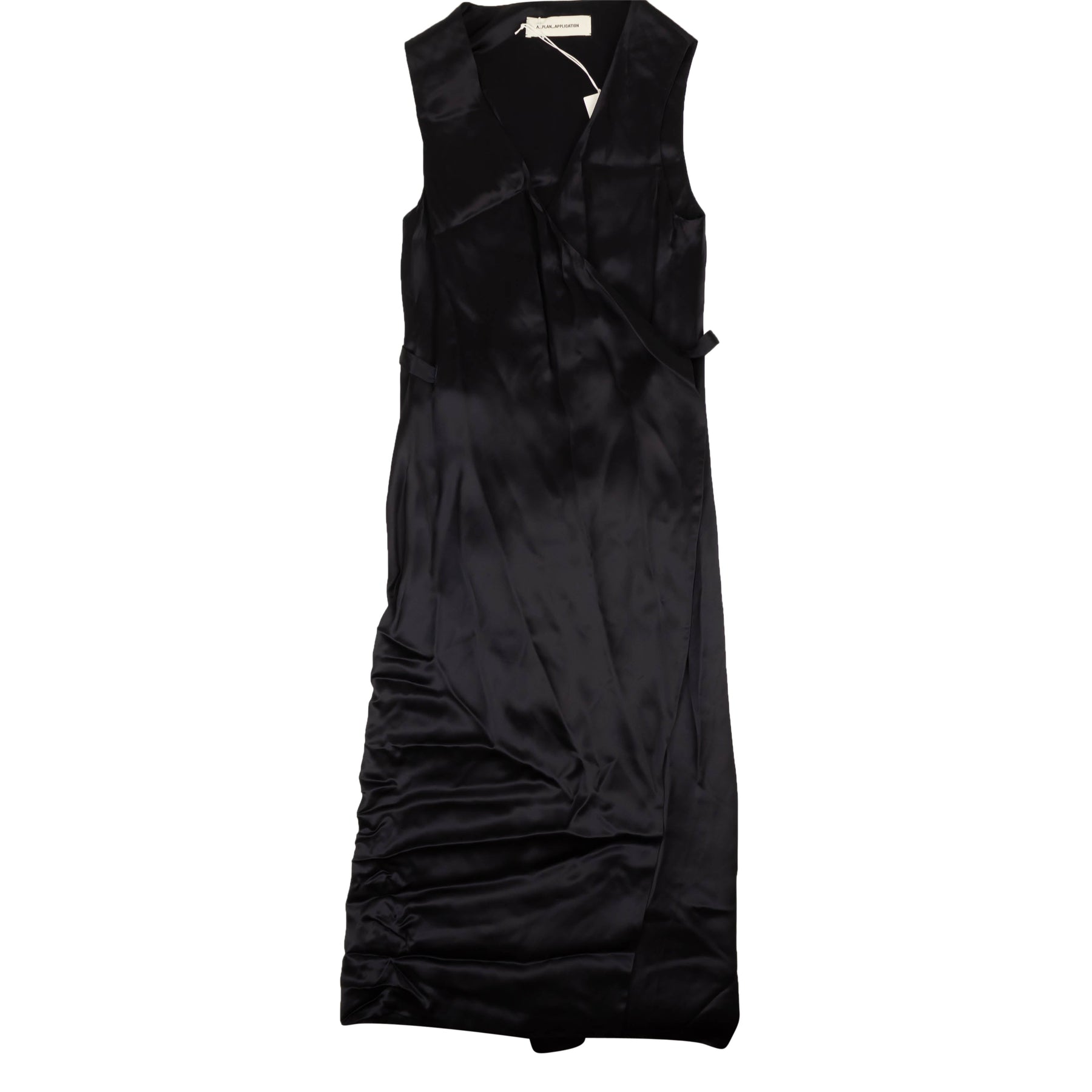 Schwarzes Satin Krawattenkleid