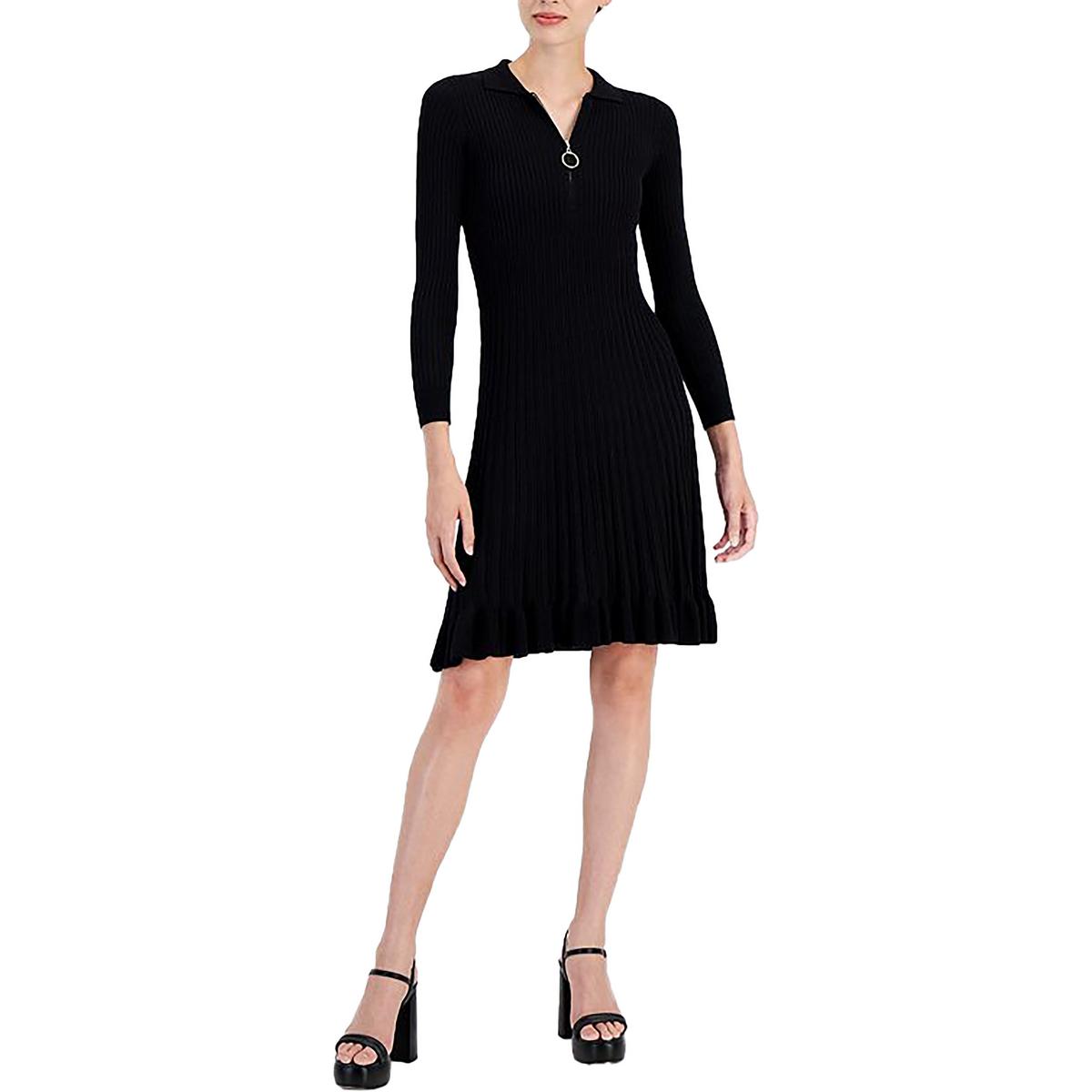Petites geripptes Viskose Sweaterkleid