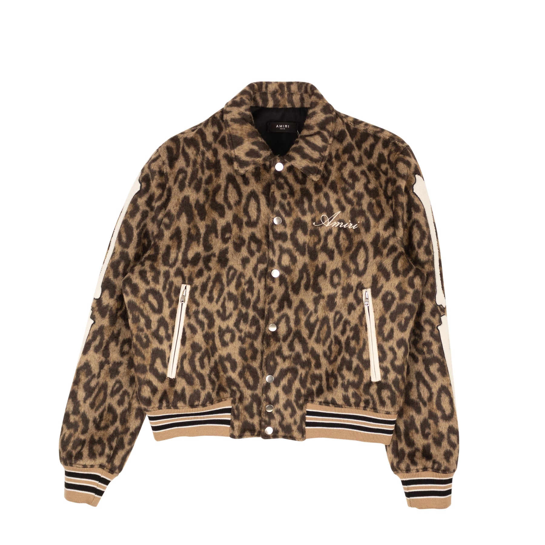 Braune Leopardenmuster Bones Varsity Jacke