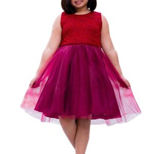 Junior-Brautjungfernkleid für große Mädchen mit Tüll und Samtbesatz, Übergrößen 14,5–20,5