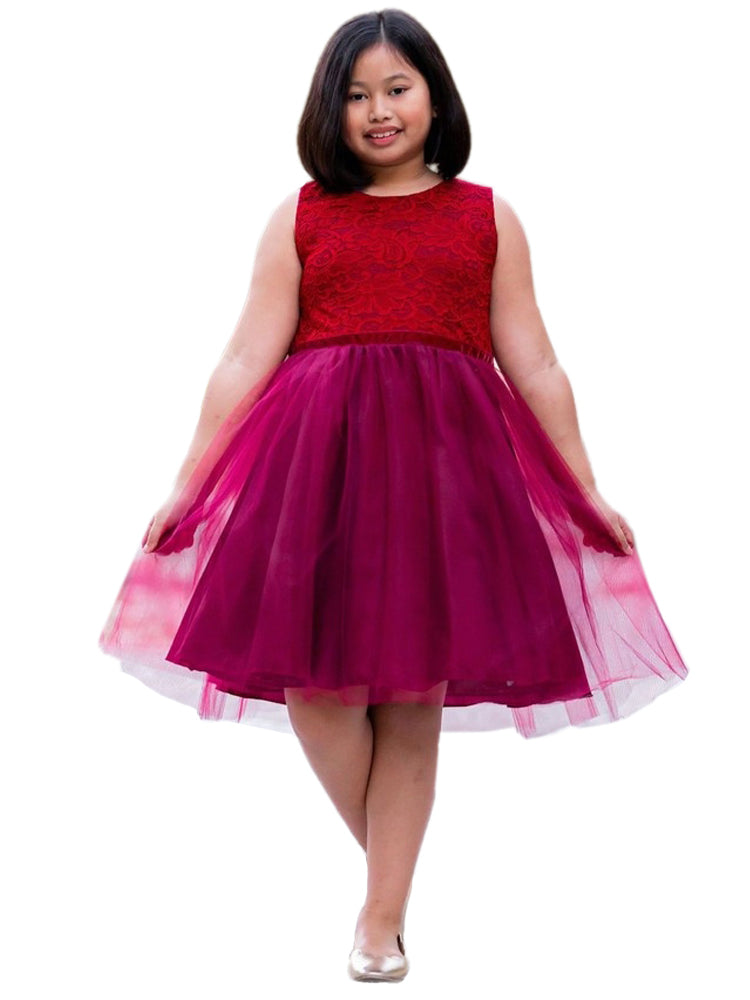 Große Mädchen Tüll Velvet Besatz Junior Brautjungfernkleid Plus Größen 14.5-20.5