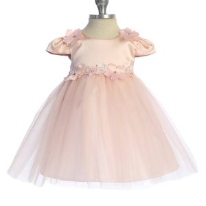 Baby Mädchen Flutter Ärmel mit Blumenmuster Applique Blumenmädchen Kleid 3-24 Monate