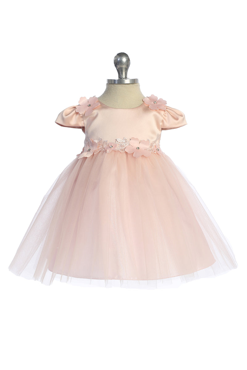 Baby Mädchen Flutter Ärmel mit Blumenmuster Applique Blumenmädchen Kleid 3-24 Monate