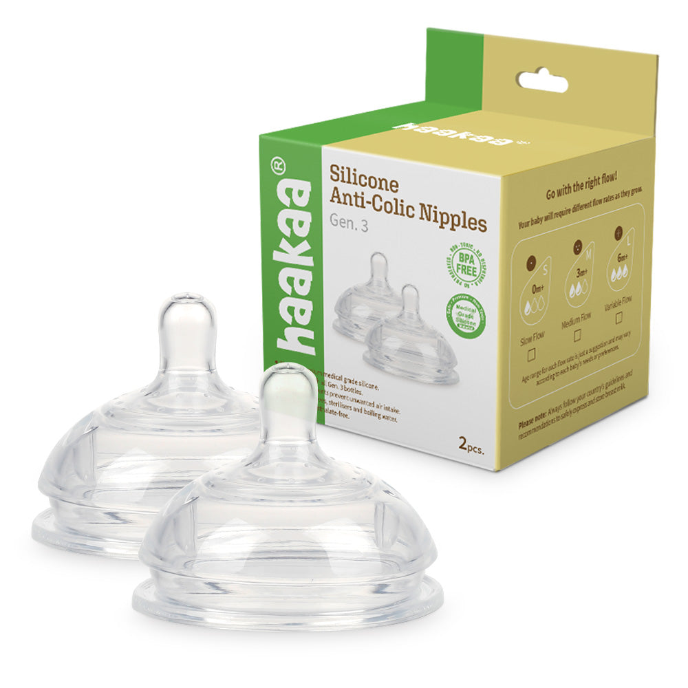 Haakaa Gen 3 Silikonflasche Anti-Colic Nippel 2 Stück