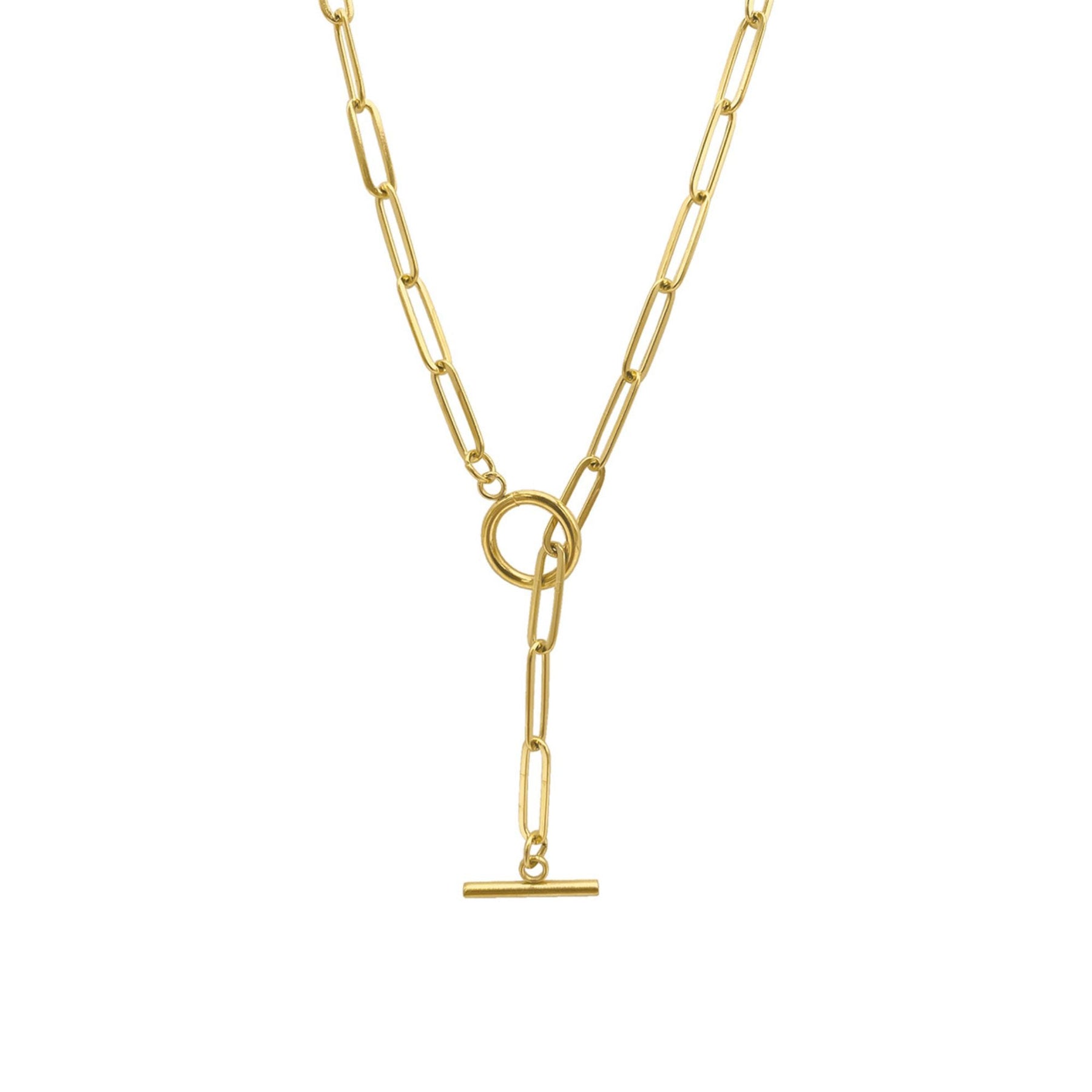 Tarnen Resistant 14k Gold überzogene Folie Thru Papier Clip Kette Lariat