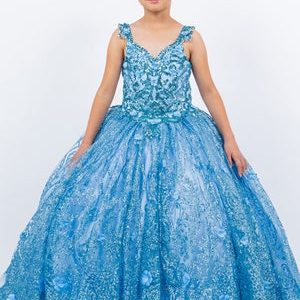Ballkleid im Ombre-Stil mit bestickter Spitzenapplikation, trägerloses, durchsichtiges Korsett, Größe 2–16
