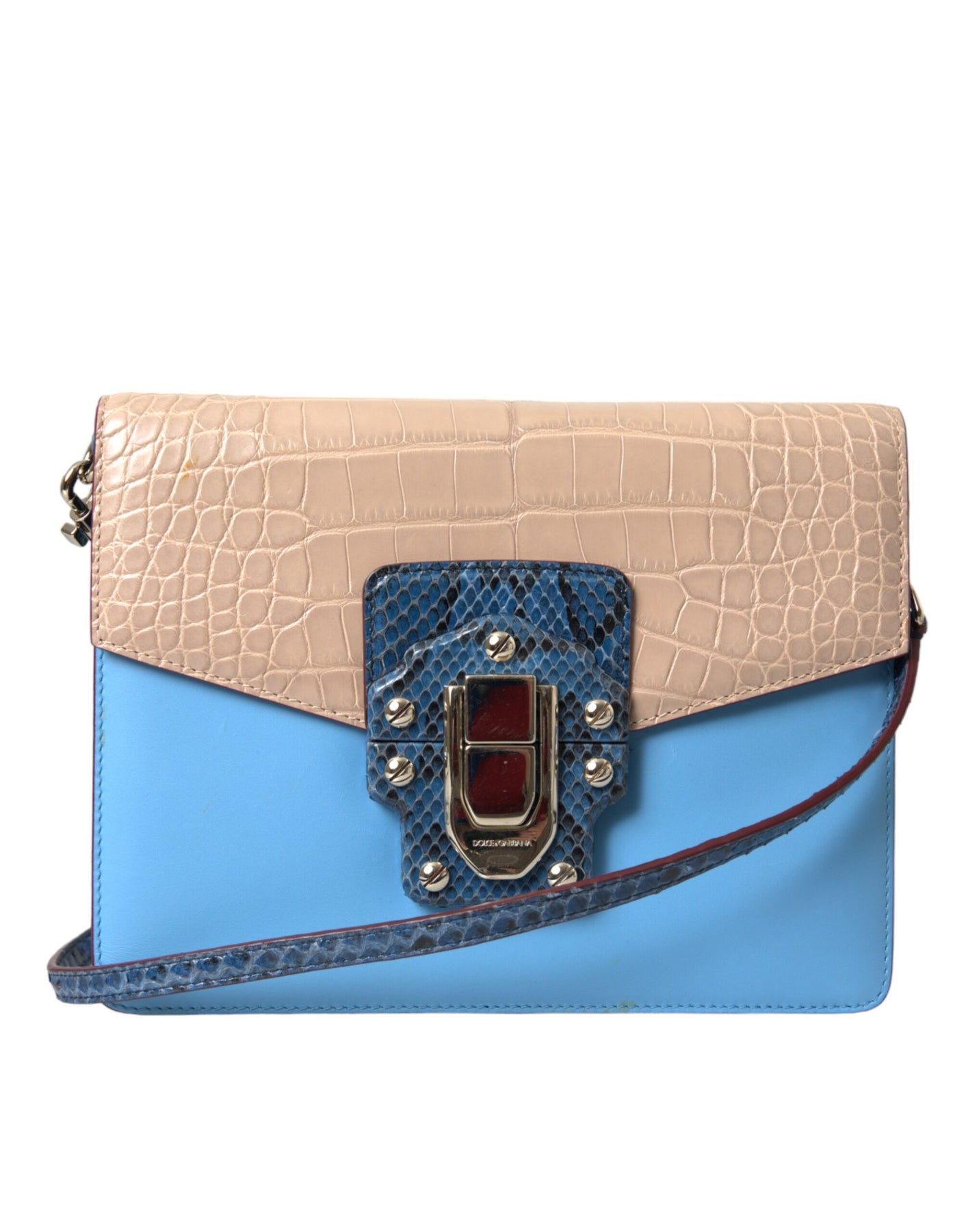 Dolce & Gabbana Blaues exotisches Leder LUCIA Crossbody Geldbörse Damentasche (Pre-Owned)