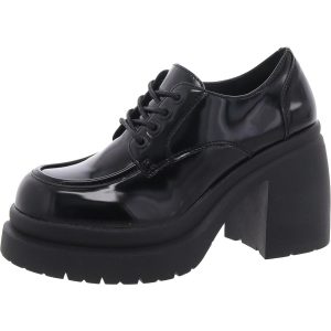 Loafer aus Lackleder mit Blockabsatz
