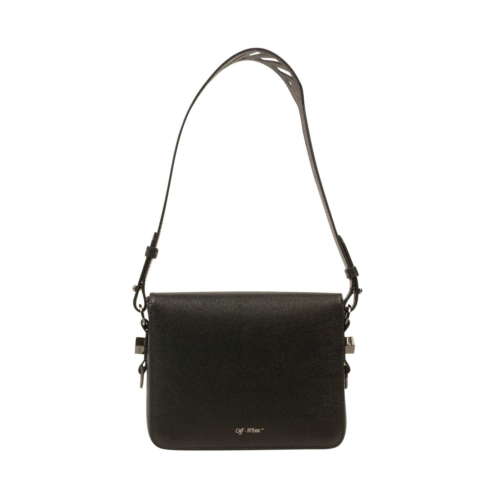 Schwarze und weiße Leder Flap Tasche