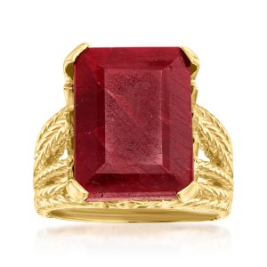 Ross-Simons Rubin-Mehrreihenring aus 18-karätigem Gold über Sterling