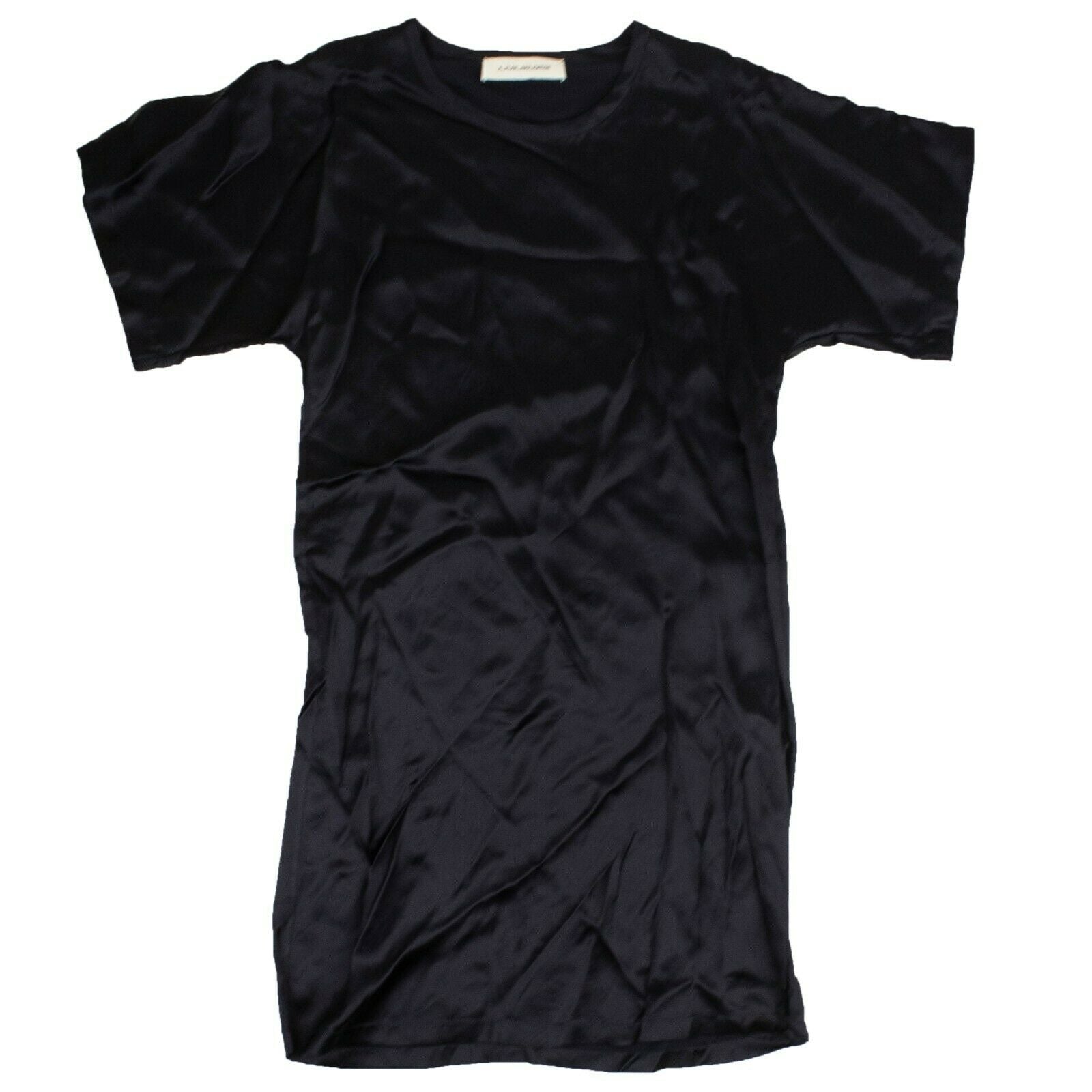 Marine Satin T-Shirt Kleid