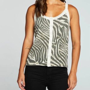Recyceltes Vintage-Ripp-Tanktop mit Zebra-Print